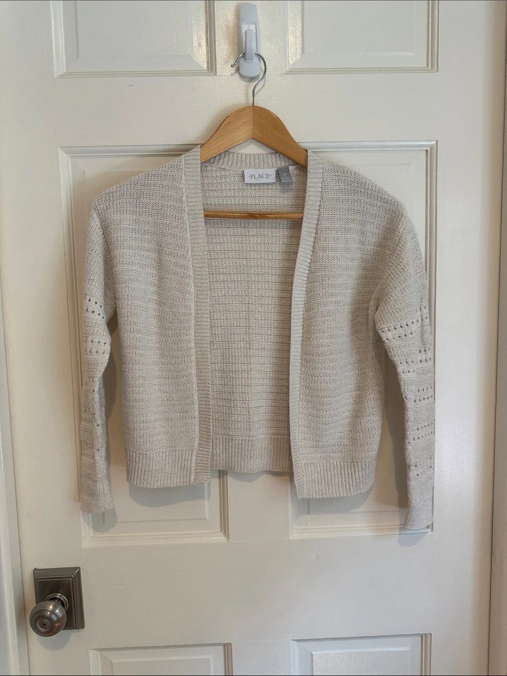 Girls children’s place Cream Open-Front Knit Cardigan Sweater size 7/8